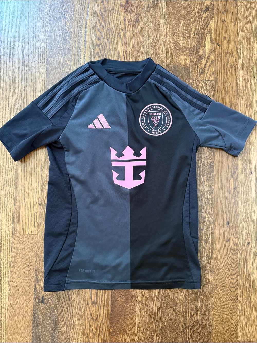 adidas Kids Black & Gray Miami CF Swim Rashguard with Pink Logos